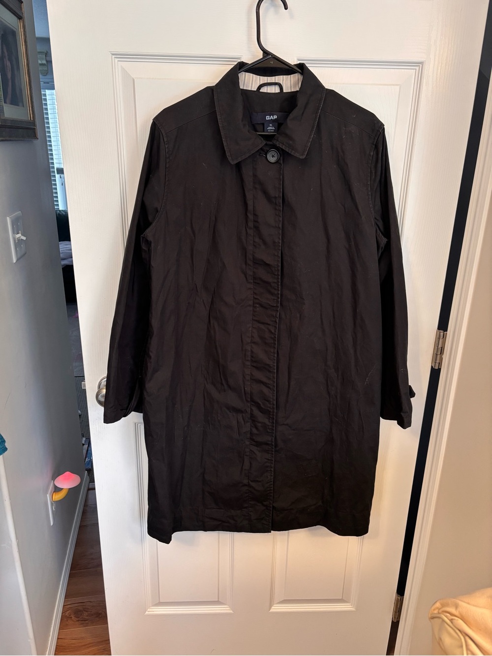 GAP Dark Navy Single-Button and zipper Long Trench Coat